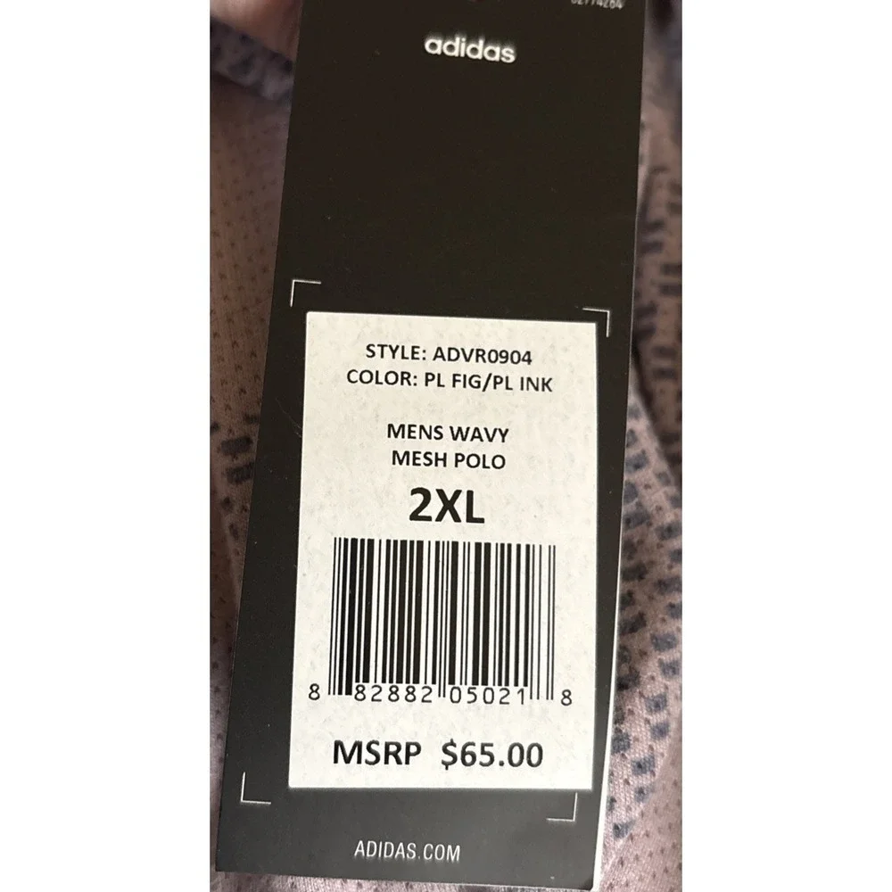 NWT Adidas Wavy Mesh Polo Shirt Mens Size 2XL Lite Purple Golf Casual